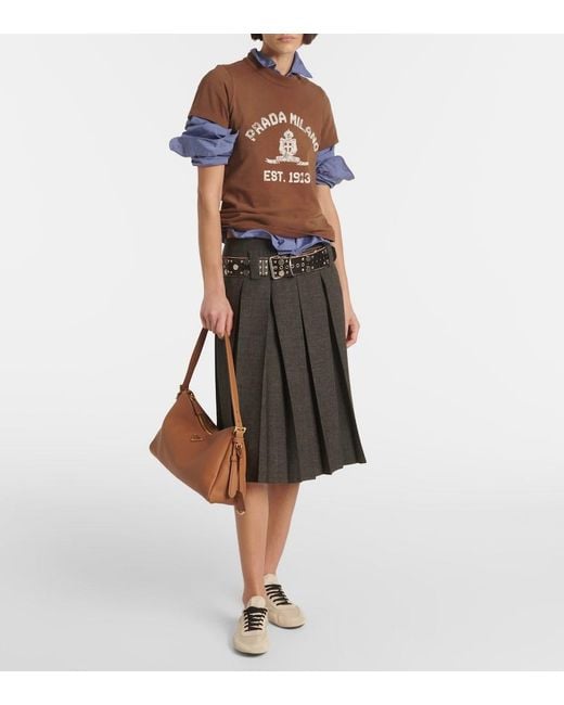 Prada Brown Aimee Large Leather Shoulder Bag