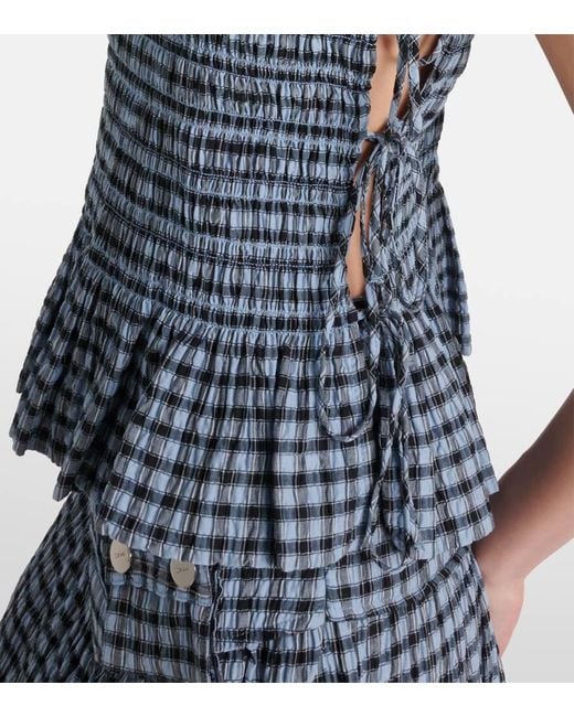 Camisa A Cuadros Vichy Fruncida Ganni de color Blue