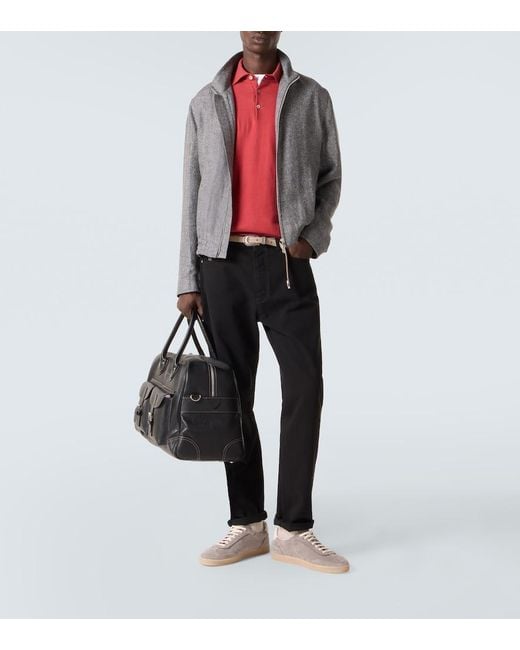 Brunello Cucinelli Red Cotton Pique Polo Shirt for men