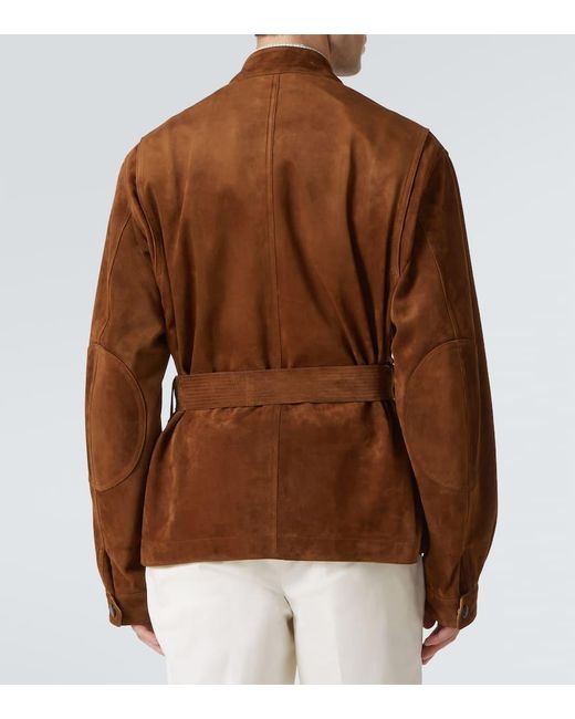 Dunhill Brown Belted Suede Field Jacket for men