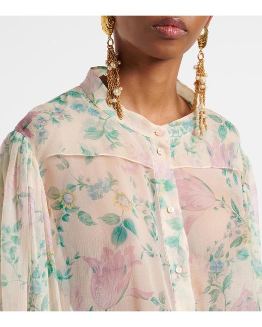Blusa Abullonada Seda Chloé de color Multicolor