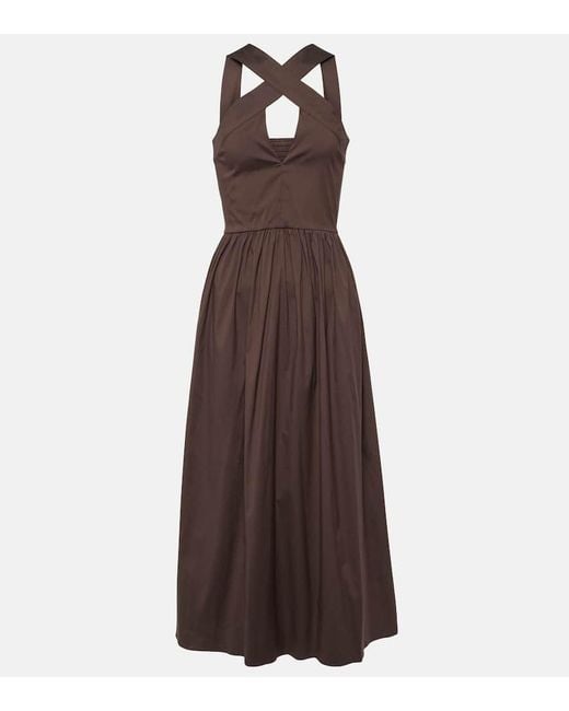 Max Mara Brown Stelvio Cotton-blend Midi Dress