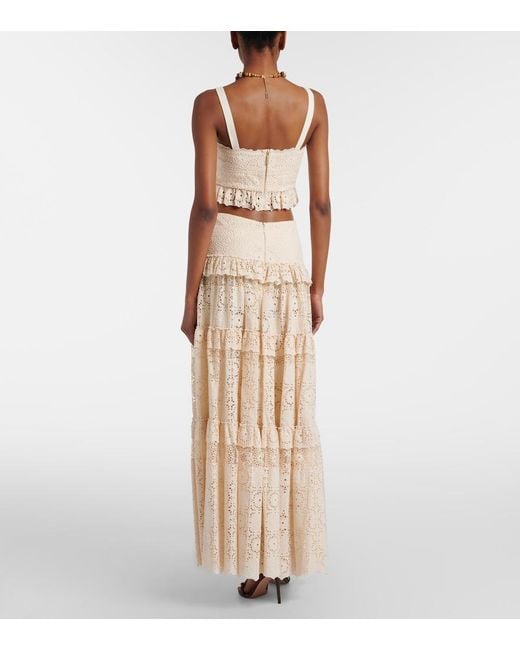 Elie Saab Natural Guipure Lace Cotton And Silk-Blend Maxi Skirt