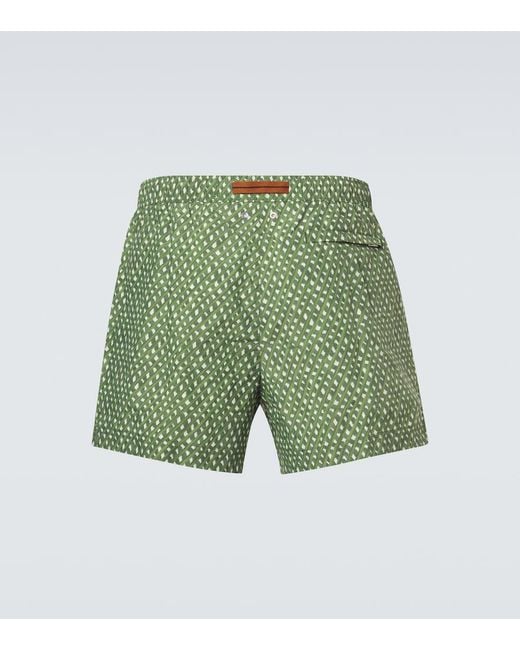 Zegna Green Printed Swim Trunks for men