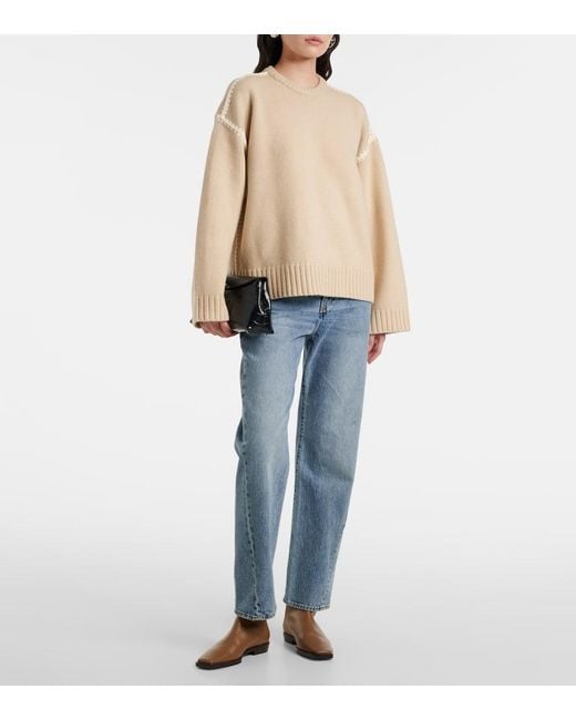 Pull Brode En Laine, Cachemire Et Coton Totême  en coloris Black