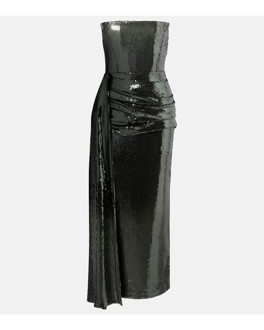 Alex Perry Black Draped Sequined Corset Dress