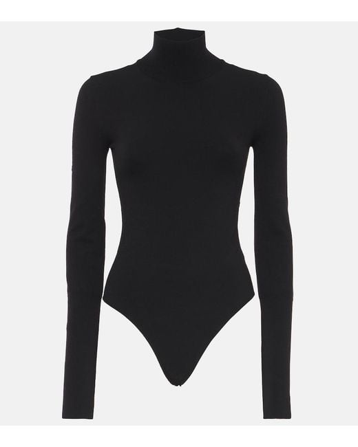 Khaite Black Thea Wool-Blend Bodysuit