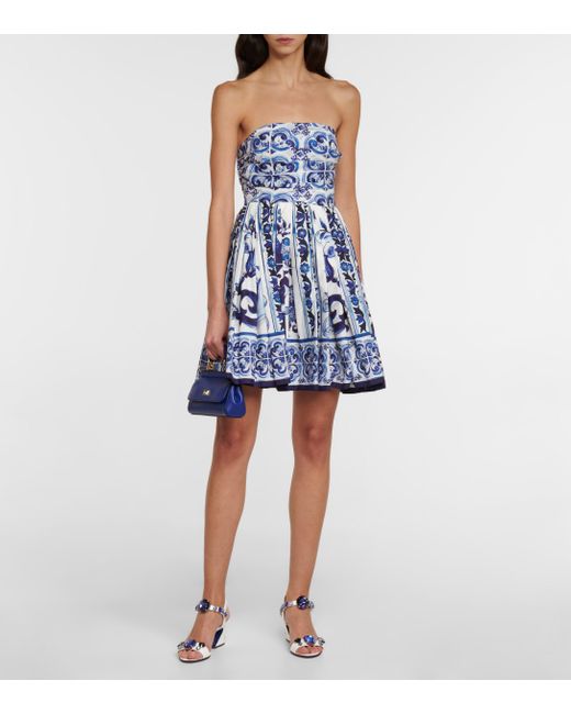 Dolce & Gabbana Printed Minidress in Blue Womens Dresses Dolce & Gabbana Dresses Save 35% 