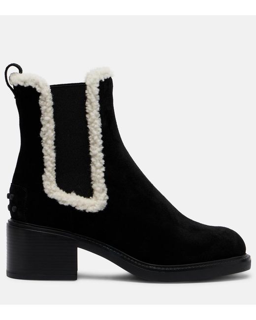 Tod's Black Gommino Suede Chelsea Boots