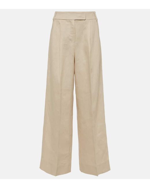 Pantalones anchos Lira de lino Max Mara de color Natural
