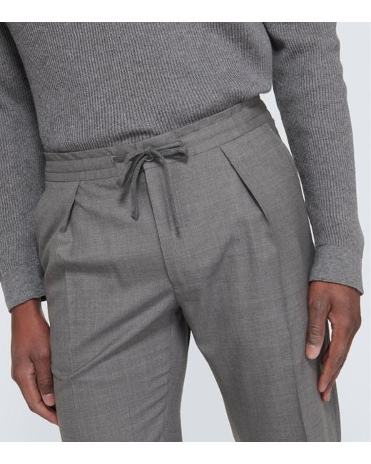 Incotex Gray Virgin Wool Straight Pants for men