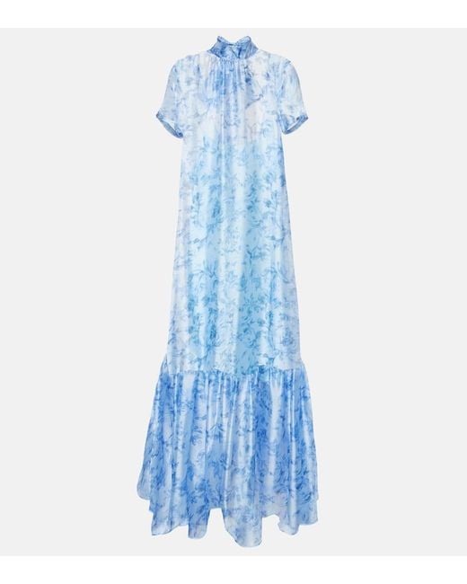 Staud Blue Calluna Floral Layered Dress
