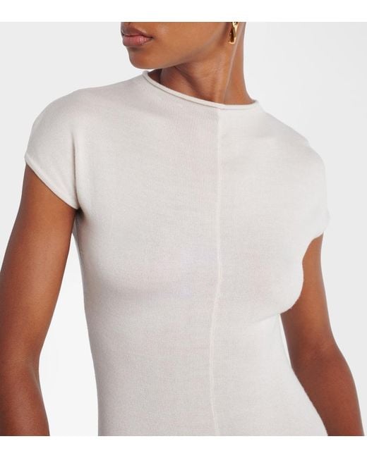 TOVE White Lenore Knitted Wool And Silk Midi Dress