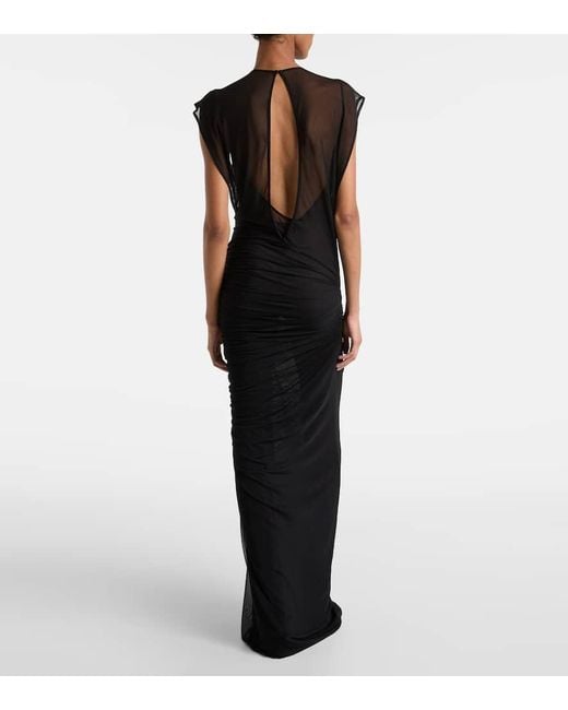 Jean Paul Gaultier Black Maxikleid Aus Mesh Mit Pailletten