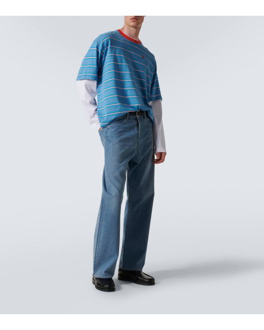Acne Blue Face Striped Cotton Jersey T-shirt for men