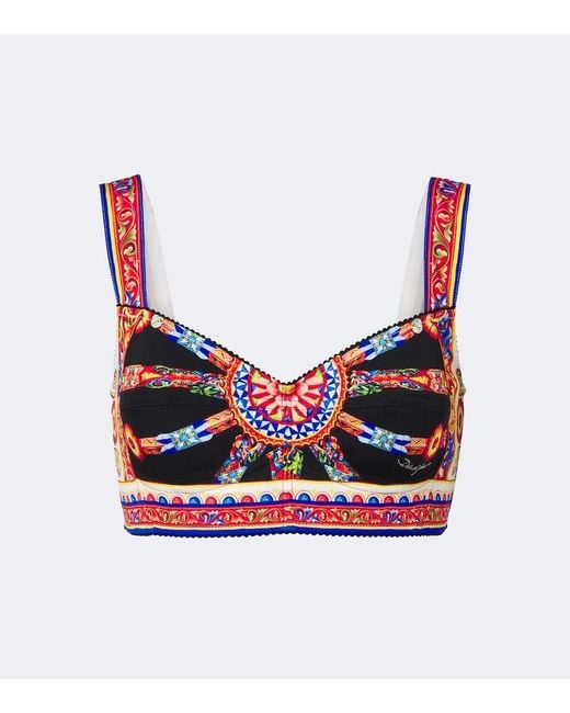 Dolce & Gabbana Pink Carretto Silk-Blend Crop Top