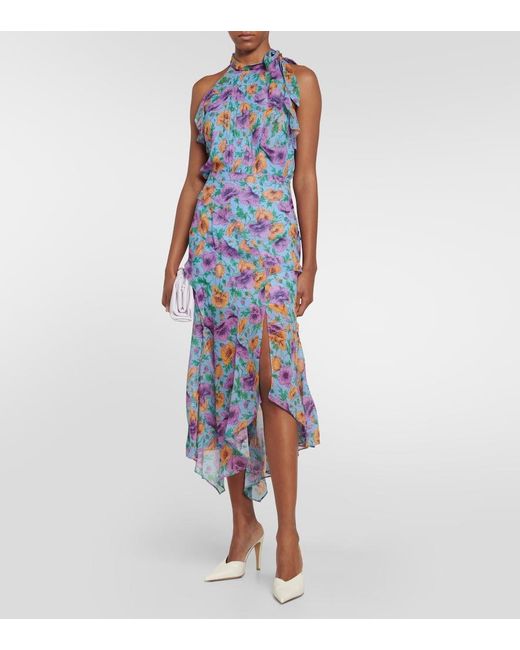 Veronica Beard Blue Dali Floral Silk Top