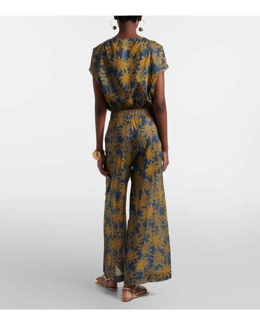 Eres Blue Itinerant Cotton Voile Wide-Leg Pants