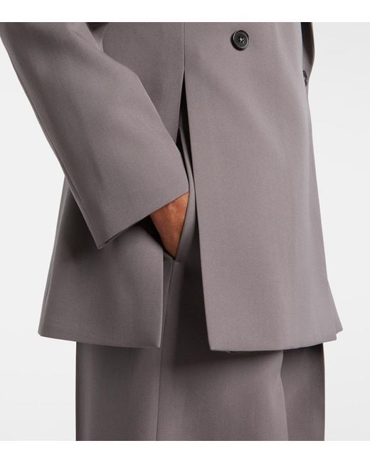 Jil Sander Blue Double-Breasted Wool Gabardine Blazer