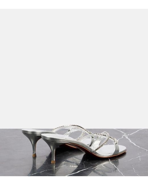 Christian Louboutin White Queen 55 Embellished Leather Sandals