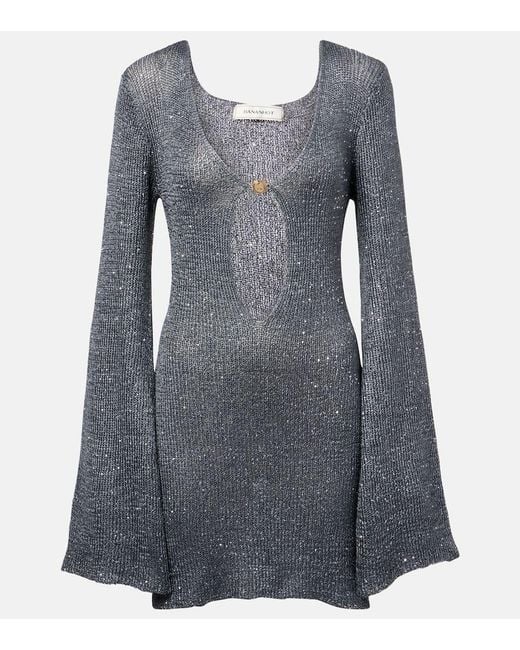 Bananhot Blue Rey Sequined Cutout Minidress