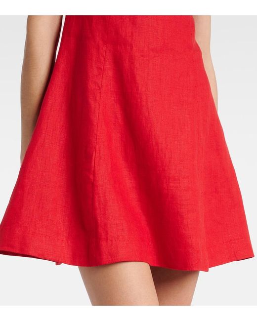 Faithfull The Brand Red Felice Linen Minidress
