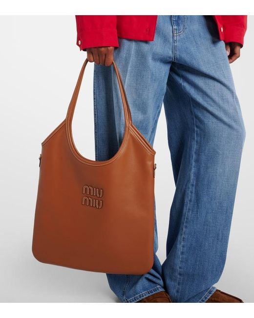 Miu Miu Brown Tote Ivy Medium Aus Leder