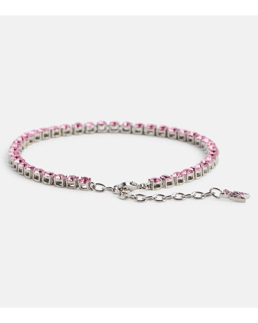 AMINA MUADDI Red Tennis Crystal-Embellished Anklet