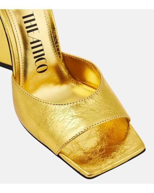 The Attico Yellow Devon Laminated Leather Mules