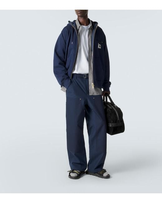 Sacai Blue Belted Wide-Leg Pants for men