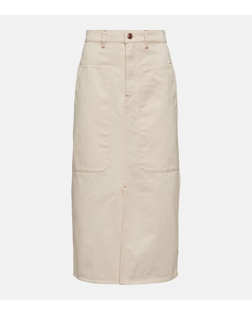 Isabel Marant Natural Flozia Cotton Midi Skirt