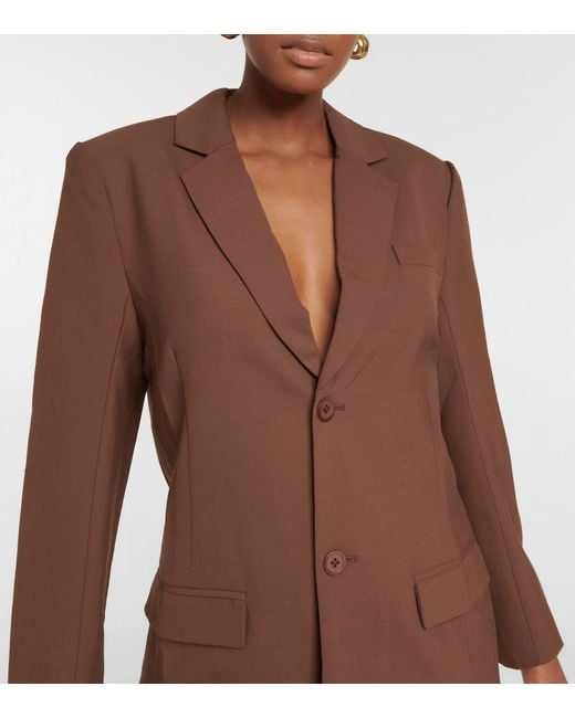 Sir Brown Single-Breasted Wool-Blend Blazer