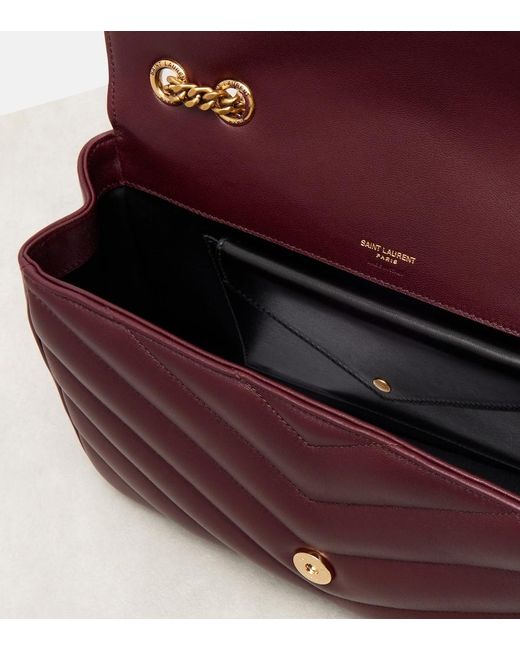 Saint Laurent Purple Loulou Medium Leather Shoulder Bag