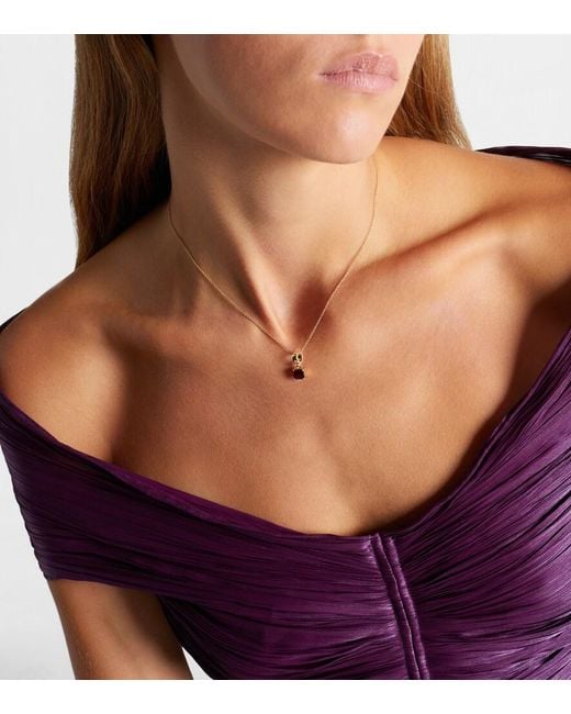 STONE AND STRAND White 10Kt Charm Necklace With Garnet