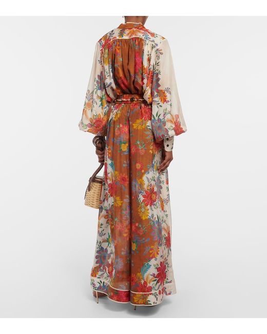 Zimmermann Multicolor Ginger hose mit weitem bein aus seide mit blumenprint