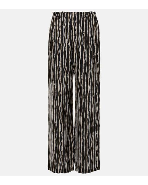 Chloé Gray Printed Silk Pants