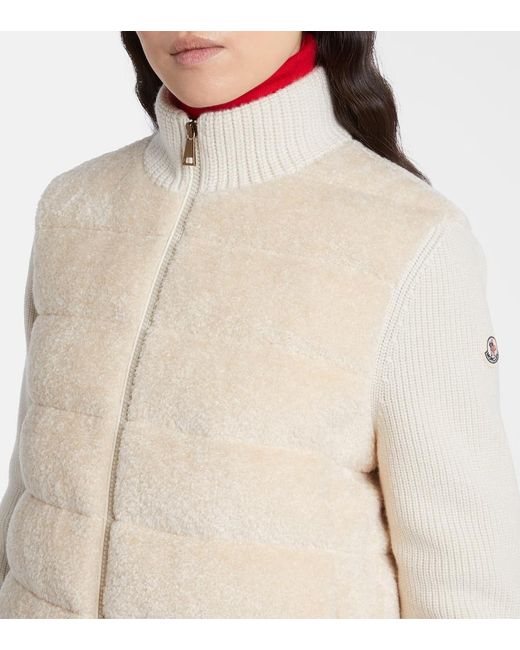 Moncler Natural Down-Paneled Teddy Cardigan