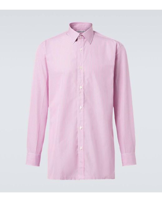 Camisa En Popelin De Algodon A Rayas Charvet de hombre de color Pink