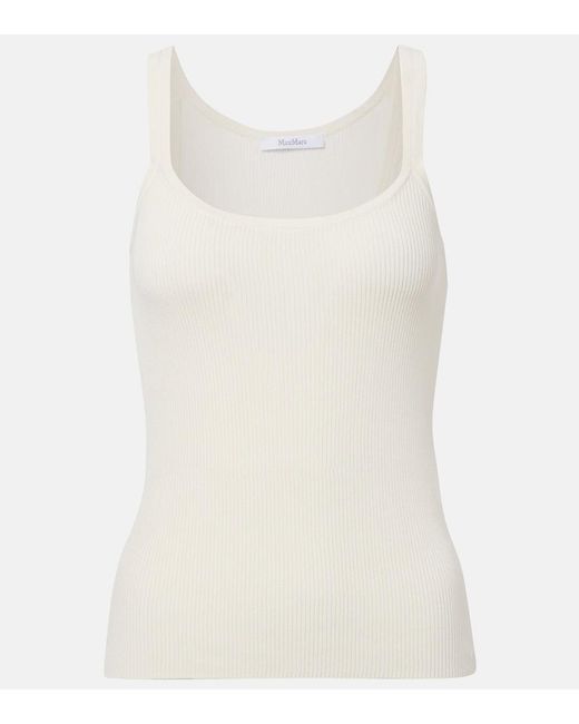 Max Mara White Helier Ribbed-Knit Cotton-Blend Tank Top