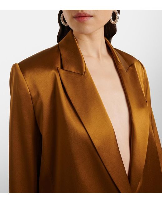 The Sei Brown Oversized Silk Satin Blazer
