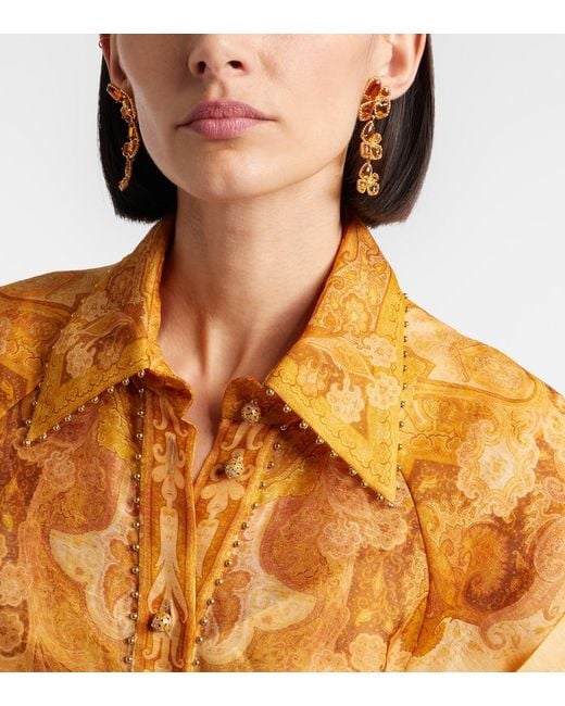 Zimmermann Metallic Bloom Large Embellished Drop Earrings