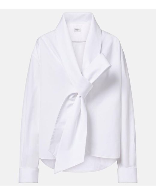 Saint Laurent White Bow-Detail Cotton Poplin Shirt