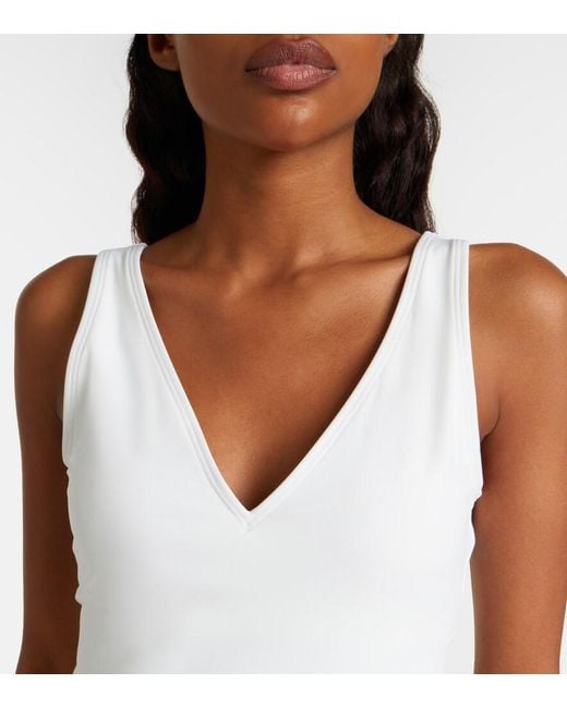 Tory Burch White Double T Belted Swimsuit