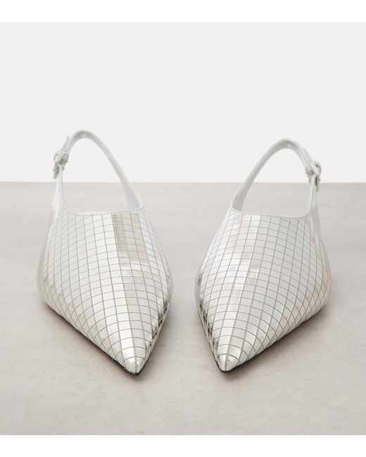 Alaïa White Art Deco Flat Slingback Shoes