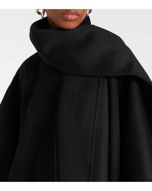 Totême  Black Double Scarf-Detail Wool Coat