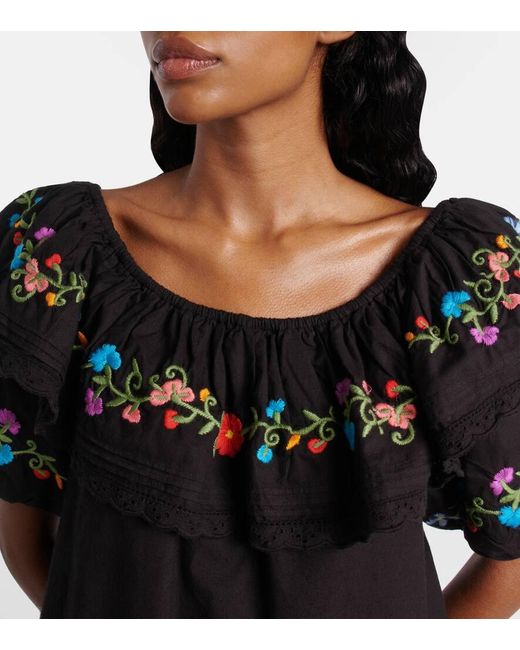 Rixo Black Besticktes Minikleid Saige Aus Baumwolle