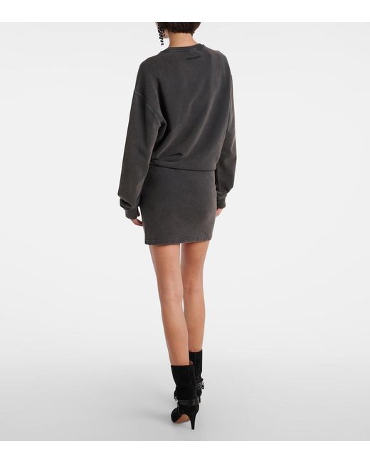 Isabel Marant Black Pipper Gathered Cotton Sweatshirt Dress