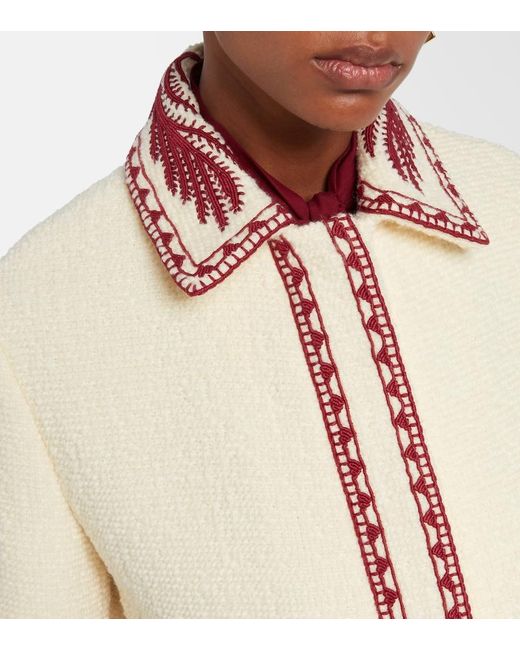 Etro Natural Embroidered Wool Boucle Jacket