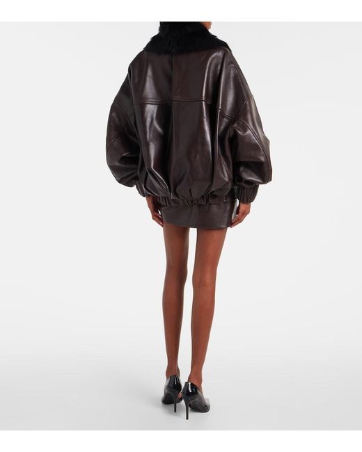Khaite Black Daemon Oversized Leather Blouson Jacket