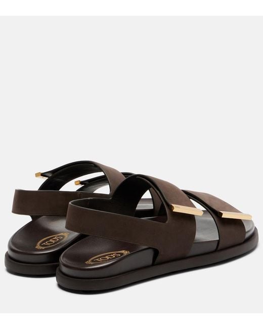 Tod's Black Suede Slingback Sandals
